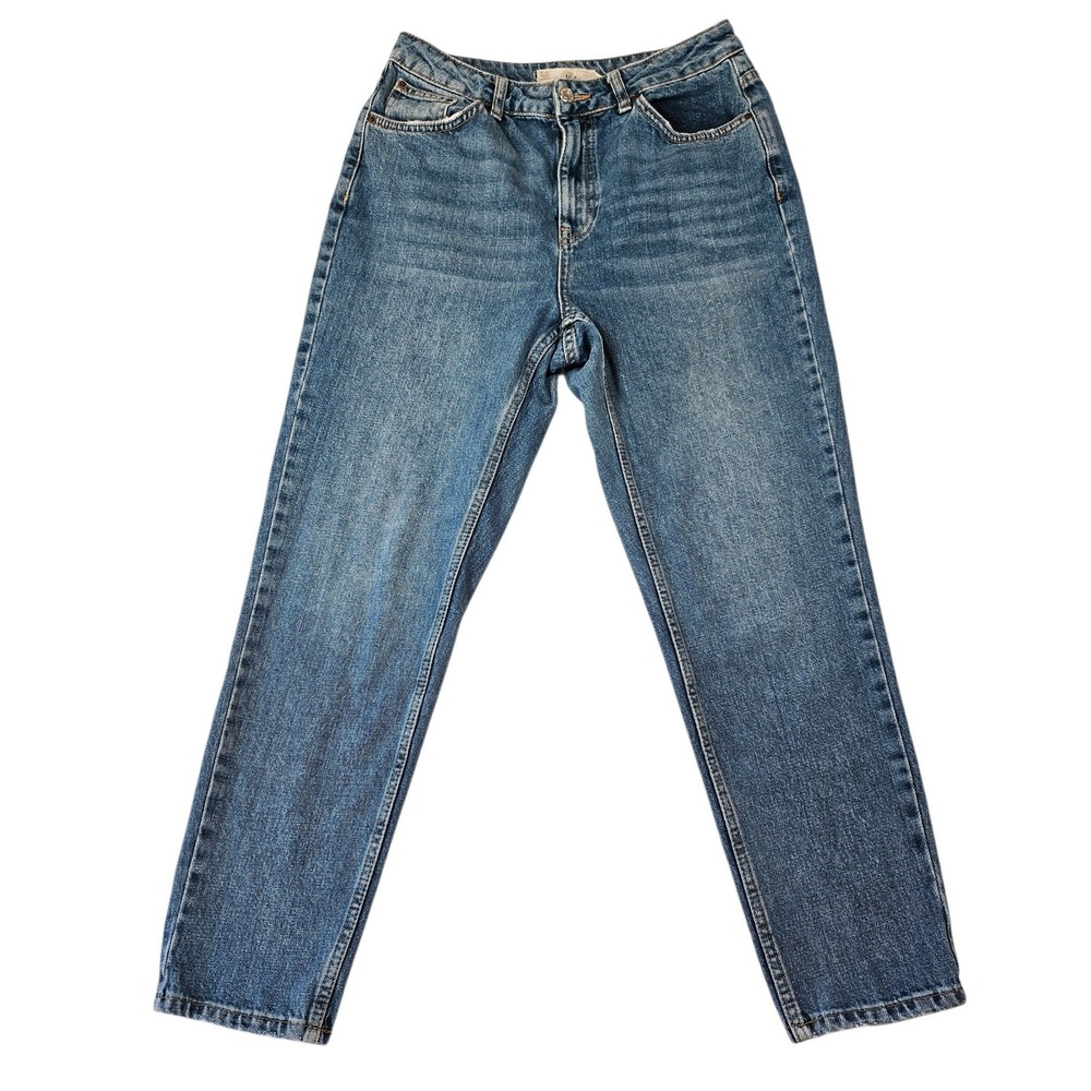 Topshop MOTO High Waisted Mom Jeans Medium Wash Blue Denim size 30 Mom Jeans 90s